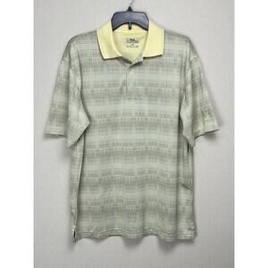 PGA Tour Polo Golf Shirt Men’s Size Large Yellow Striped Short Sleeve